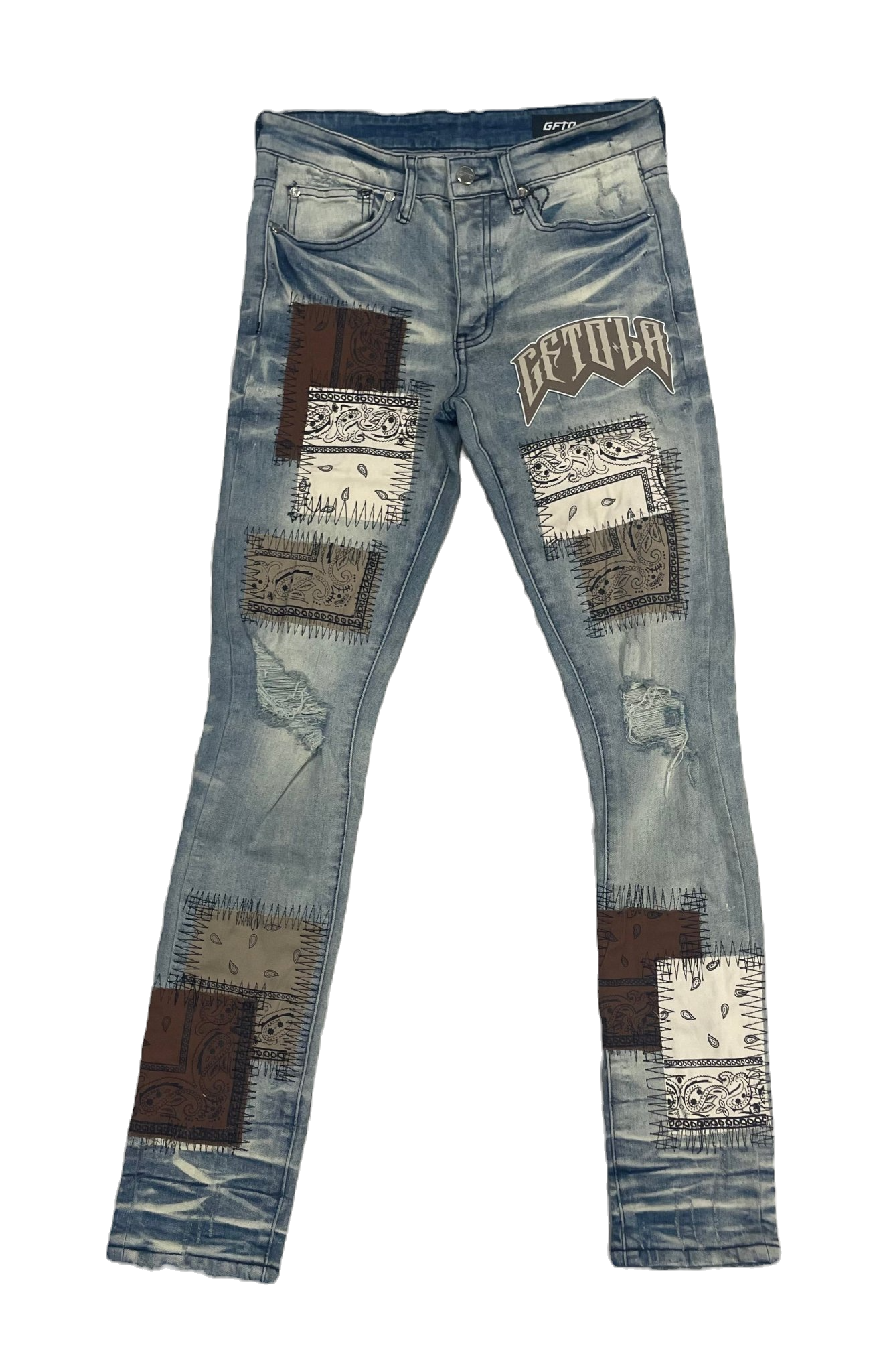 GFTD Brown Patch Skinny Jeans