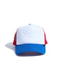 Embossed White Red Blue Trucker Hat