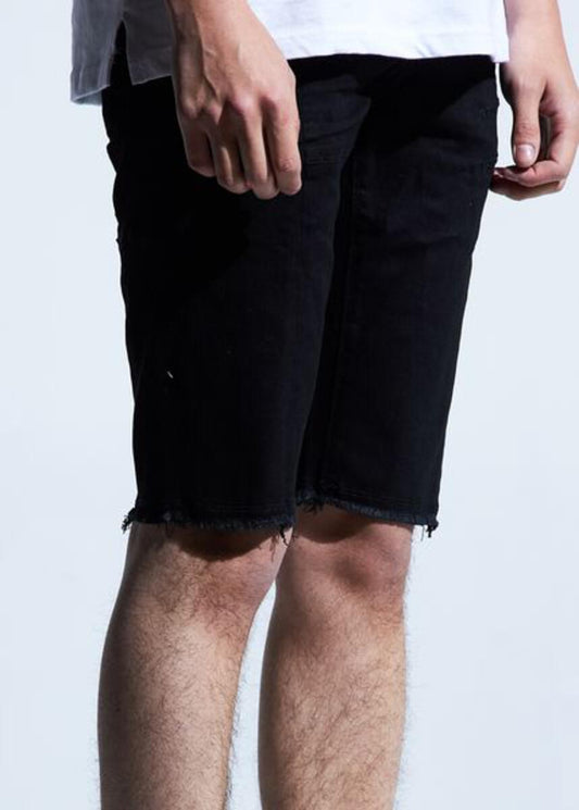 Embellish Jet Black Denim Shorts