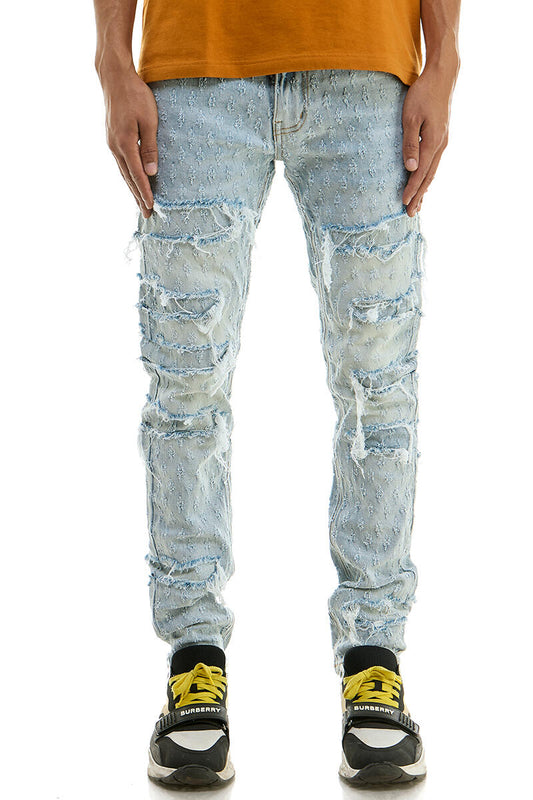 Blue Jacquard Skinny Jeans