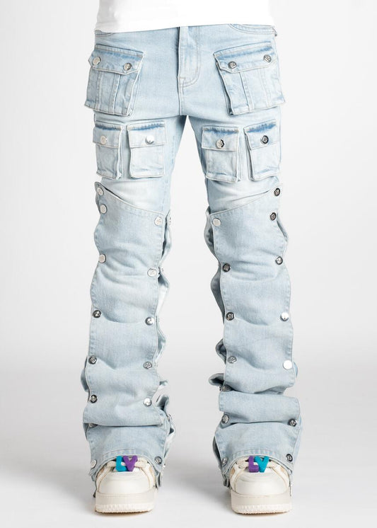 Aqua Blue Guapi Stacked Jeans