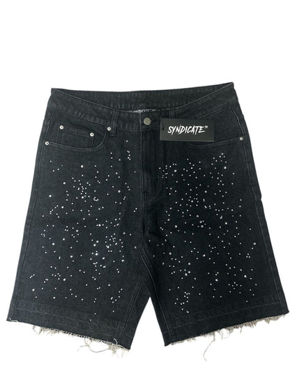 Black Rhinestone Shorts