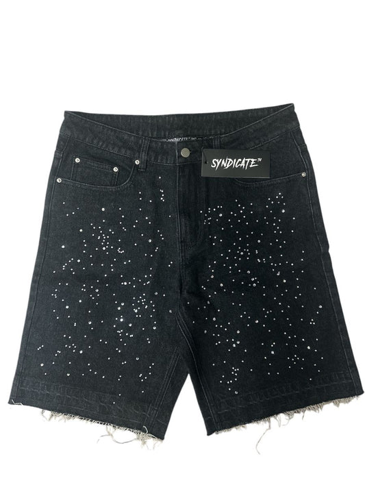 Black Rhinestone Shorts