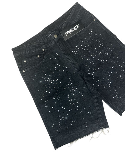 Black Rhinestone Shorts