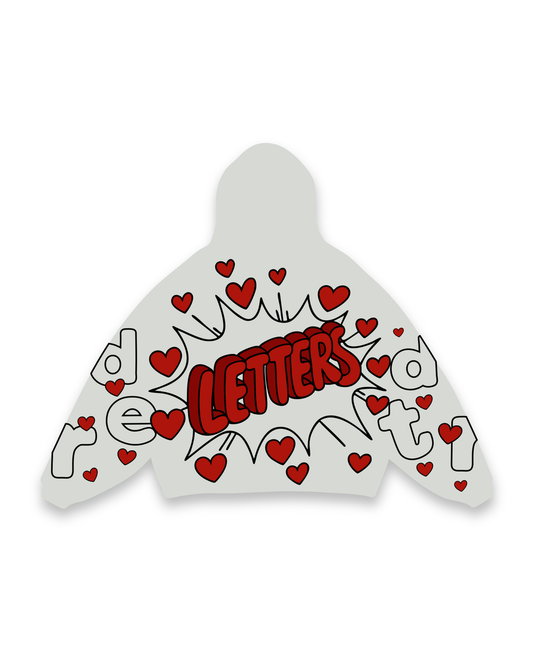 Red Letters Scattered Zip Hoodie