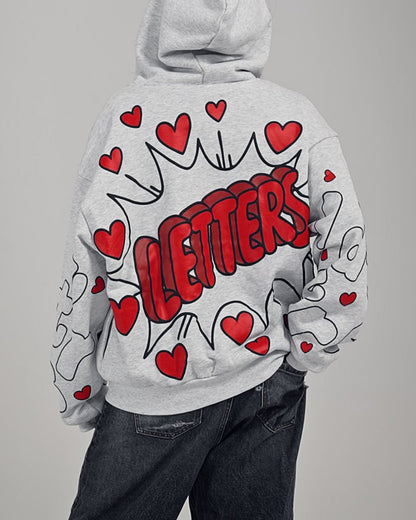 Red Letters Scattered Zip Hoodie