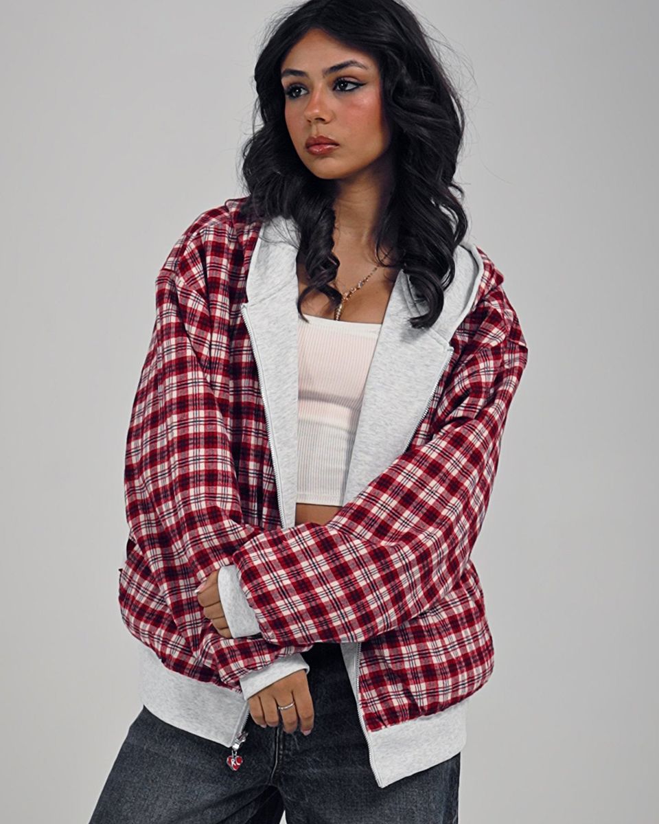 Red Letters Scattered Zip Hoodie