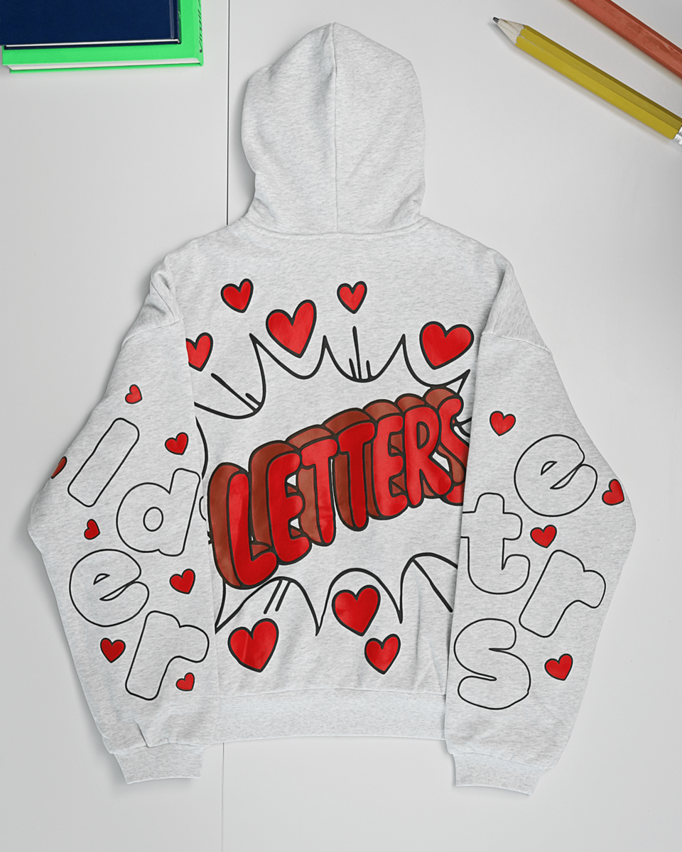 Red Letters Scattered Zip Hoodie