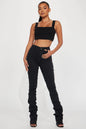 Women's Stacked Black Jeans
