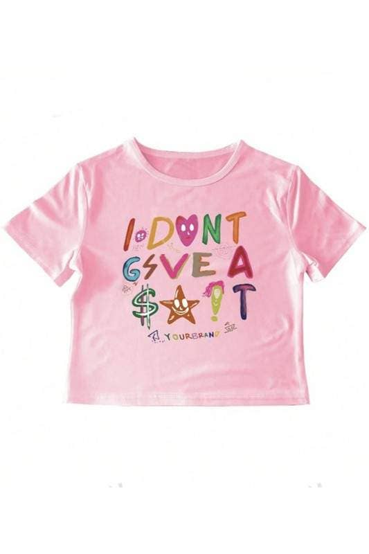 Letter print crop tee I don’t give a shit
