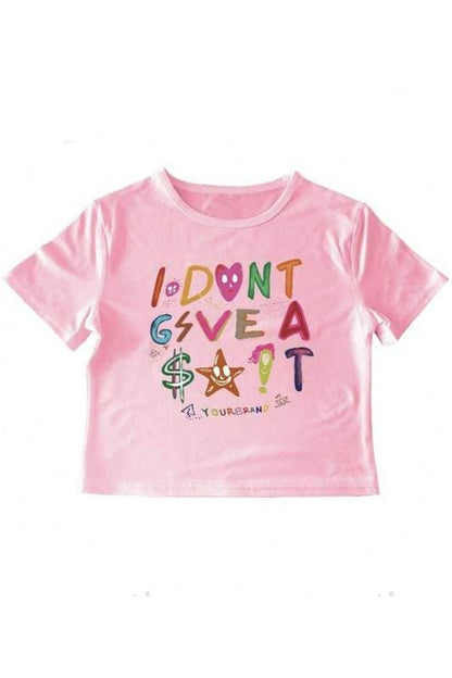 Letter print crop tee I don’t give a shit
