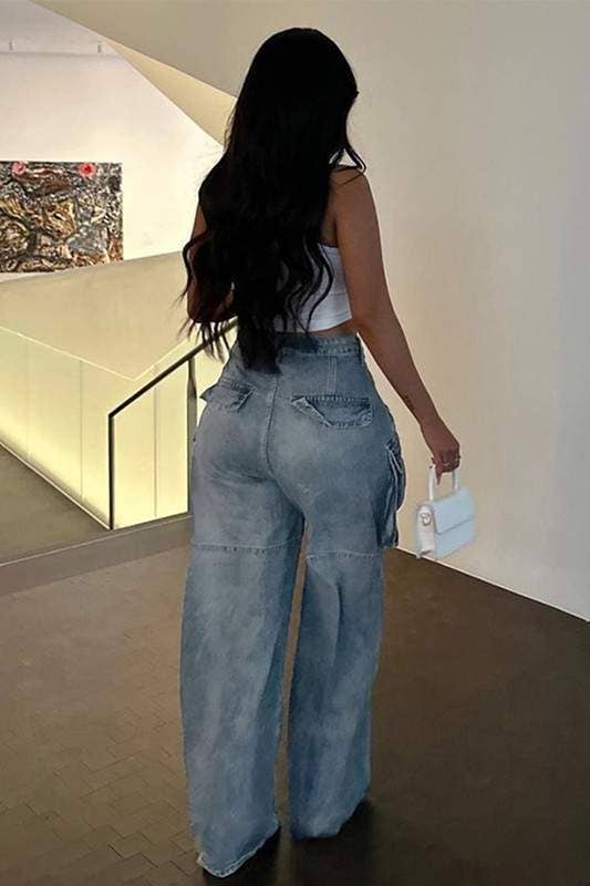 Denim cargo pants women