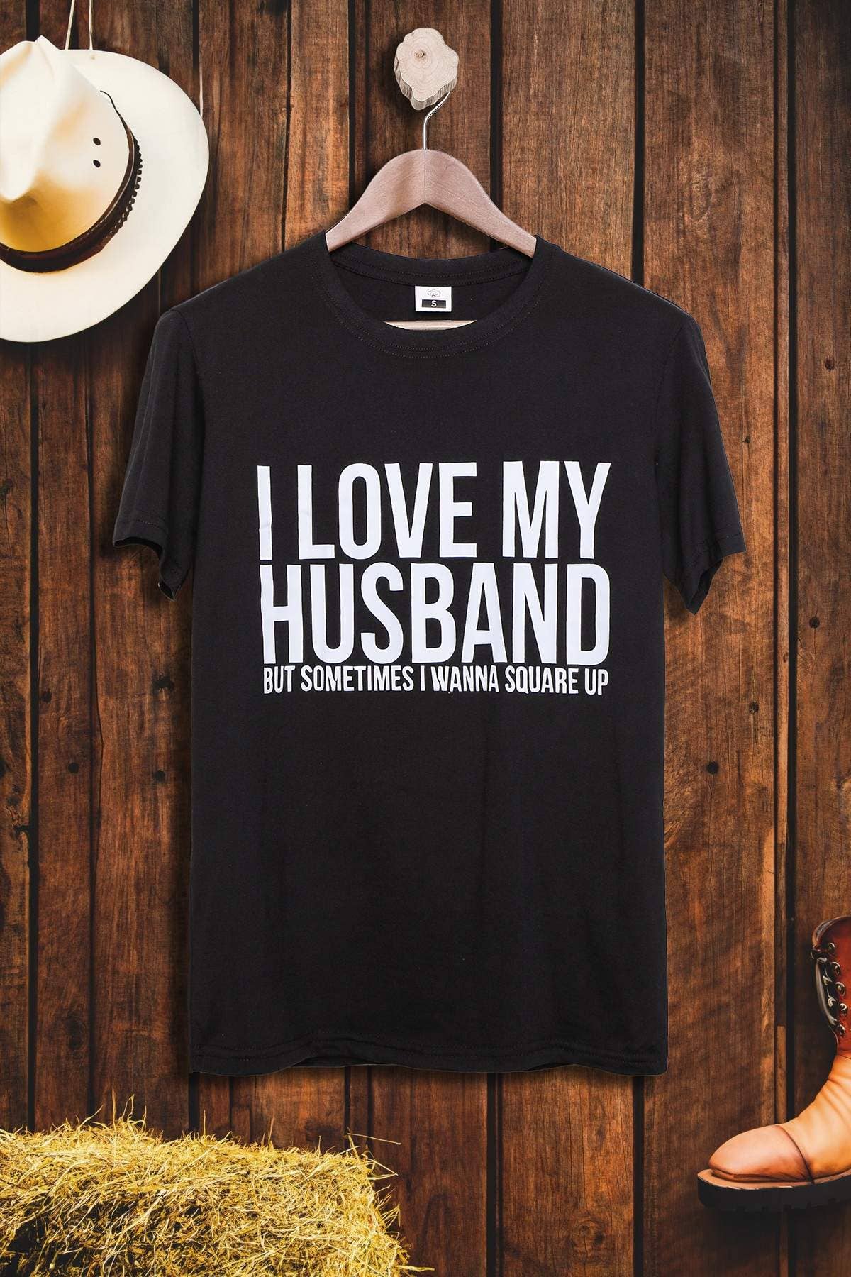 Ezwear slogan graphic drop shoulder tee I love my husband