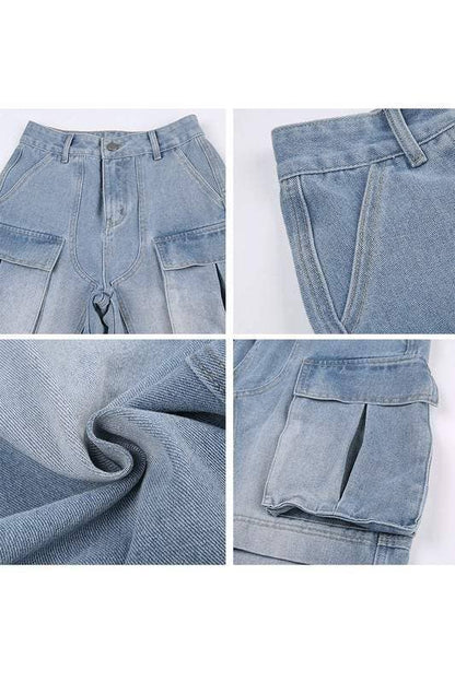 Denim cargo pants women