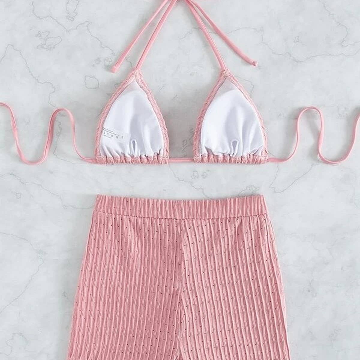 High Waist Bikini Set,Slimming Solid Color Swimsuit_CWMW0155