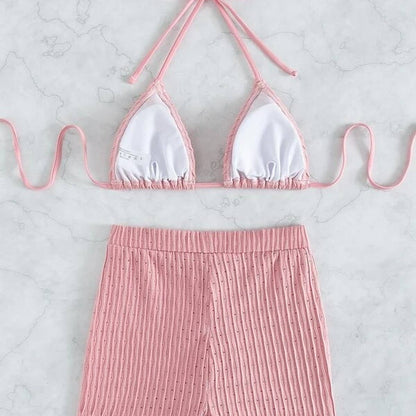 High Waist Bikini Set,Slimming Solid Color Swimsuit_CWMW0155