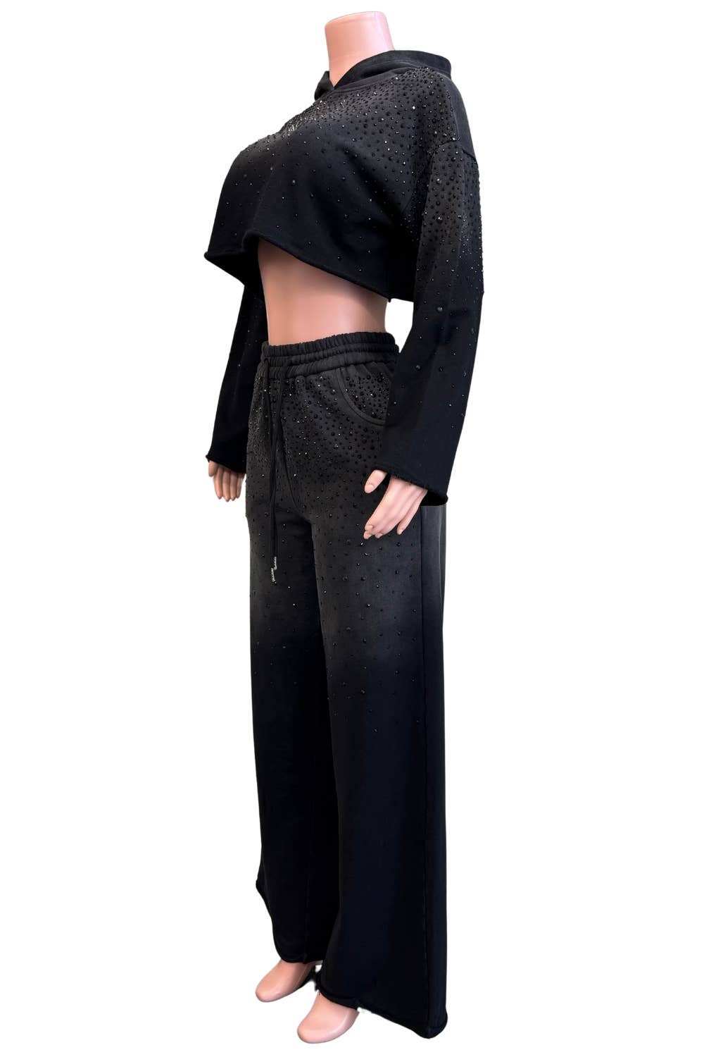 NC2119A Rhinestone Ombre Hoodie Lounge Set