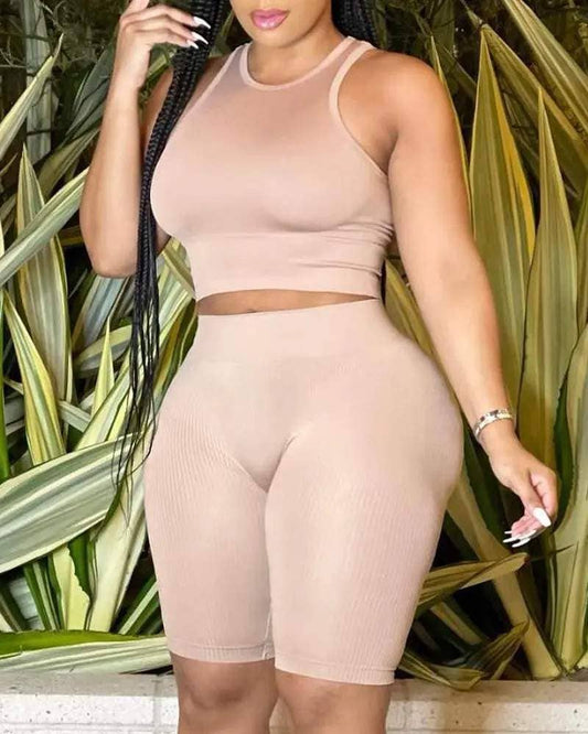 Seamless high stretch ribbed active set