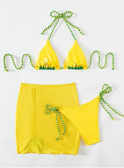 Fluorescent Bikini Set - Sexy Color Block Swimsuit_CWMW0196