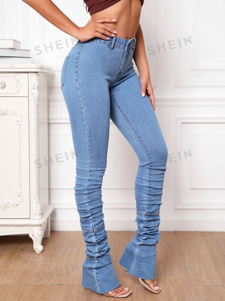 Women's Stacked Blue Jeans