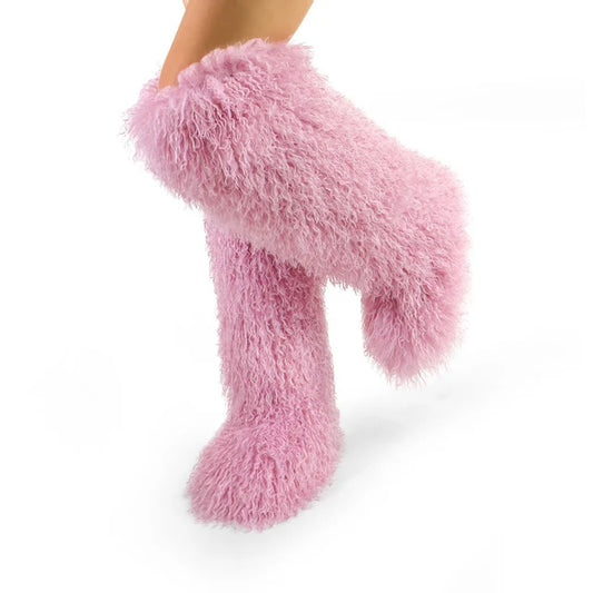Pink Tall Fur Boot