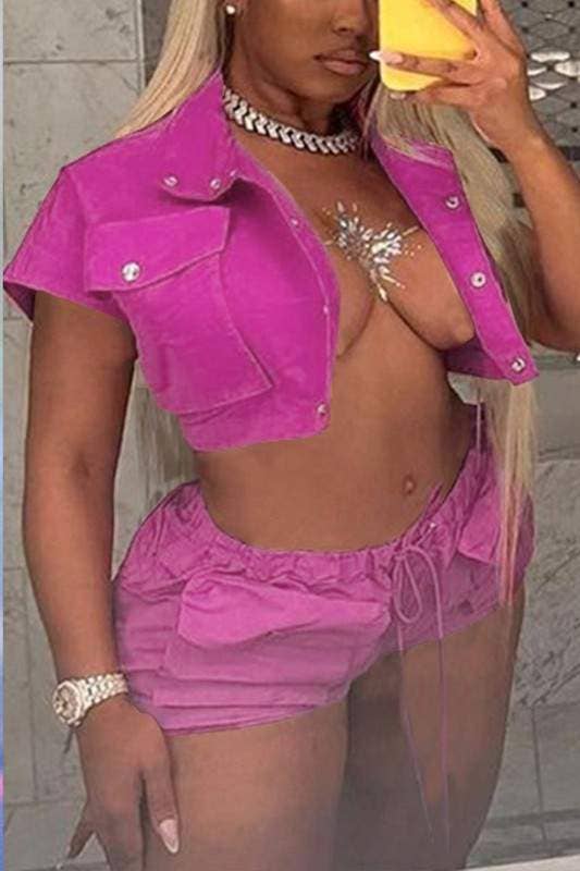 Crop shirt and shorts set