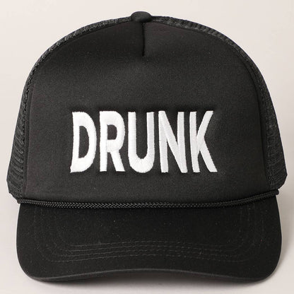 DRUNK Embroidered Mesh Back Trucker Cap