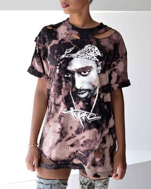 Figure short sleeve cutout t-shirt tupac