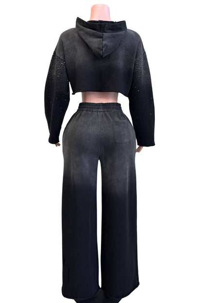 NC2119A Rhinestone Ombre Hoodie Lounge Set