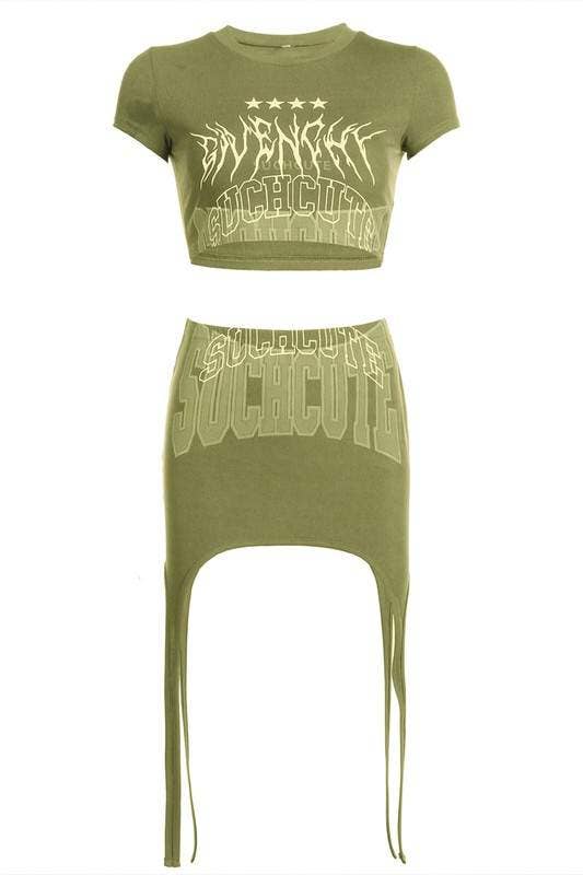 Graphic tee and skirt set