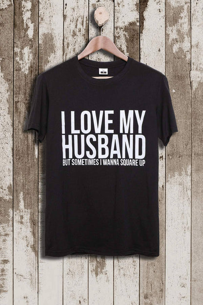 Ezwear slogan graphic drop shoulder tee I love my husband