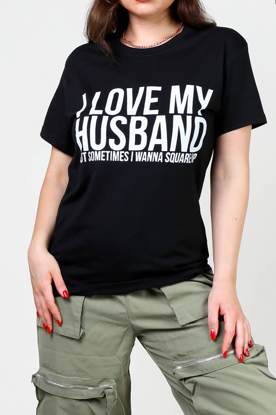 Ezwear slogan graphic drop shoulder tee I love my husband