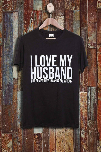 Ezwear slogan graphic drop shoulder tee I love my husband