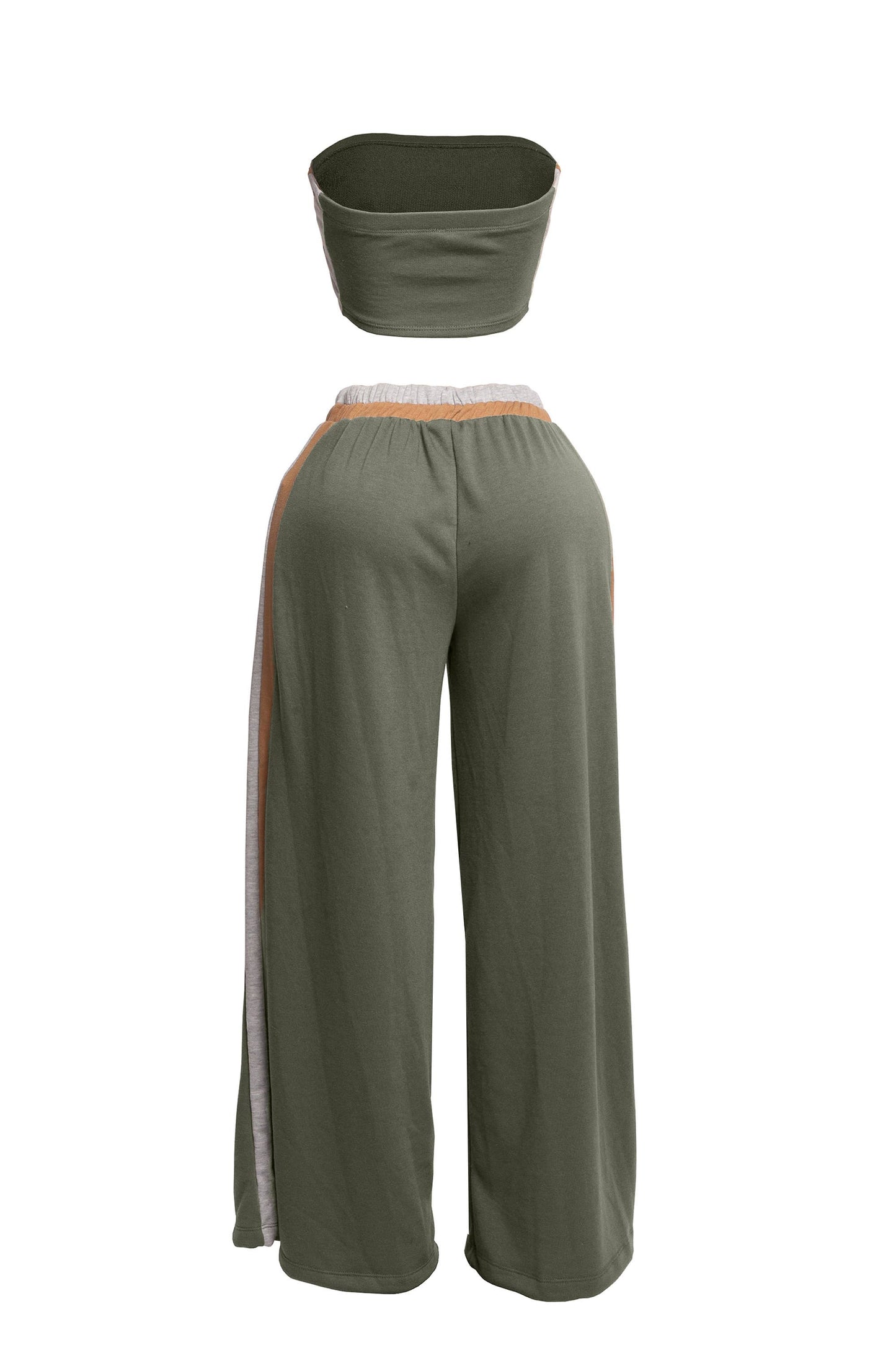 PLUS SIZE Strapless crop top and wide leg pants