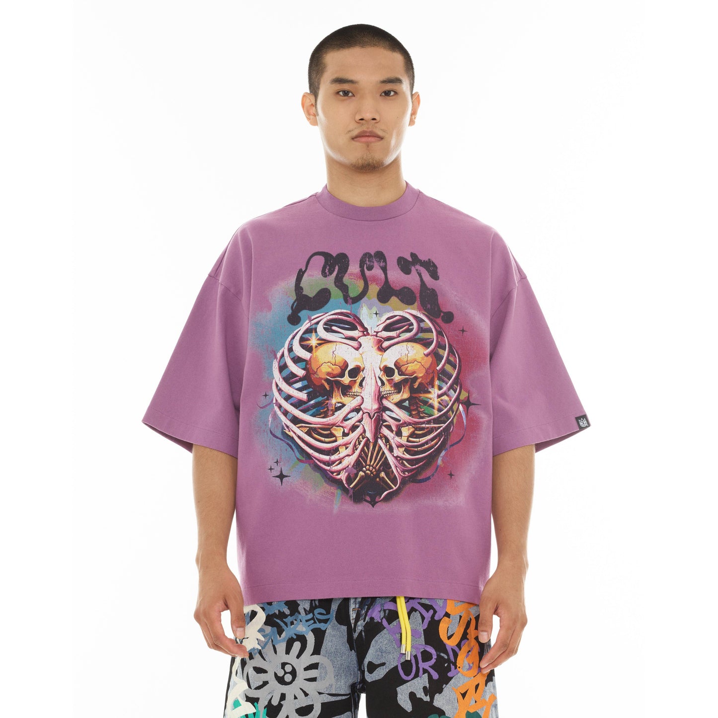 Cult's Oversized SS Tee "Til Death Do We Part" in Lavender