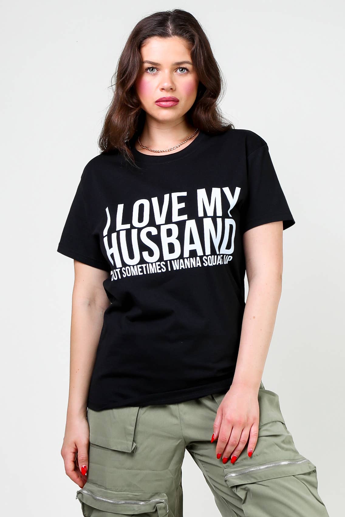 Ezwear slogan graphic drop shoulder tee I love my husband