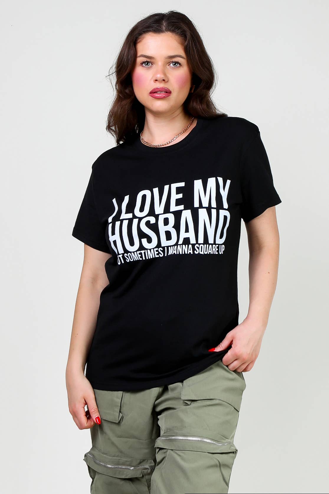 Ezwear slogan graphic drop shoulder tee I love my husband