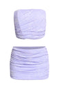 Lace layered zipper back top & mini skirt set