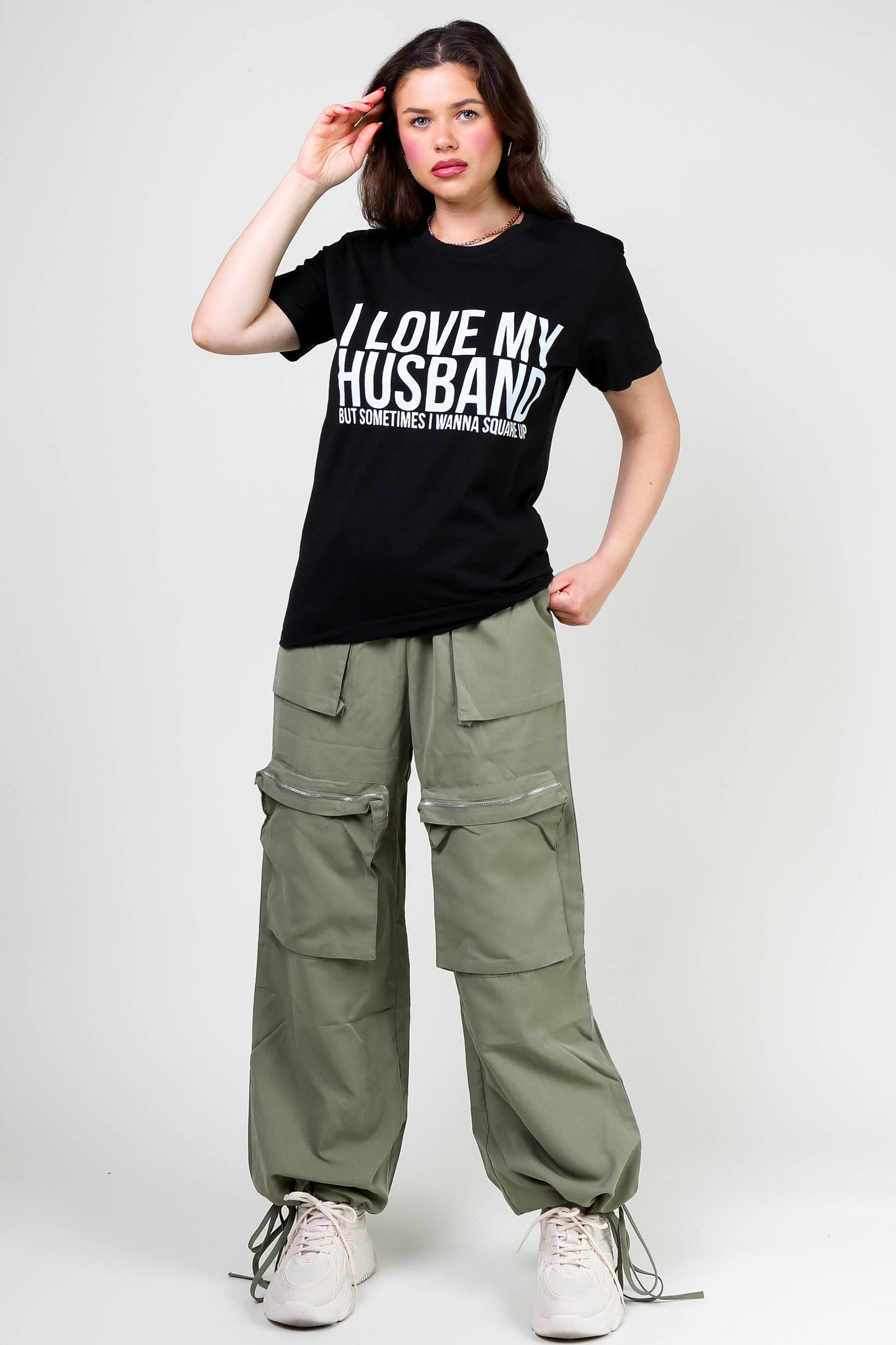 Ezwear slogan graphic drop shoulder tee I love my husband