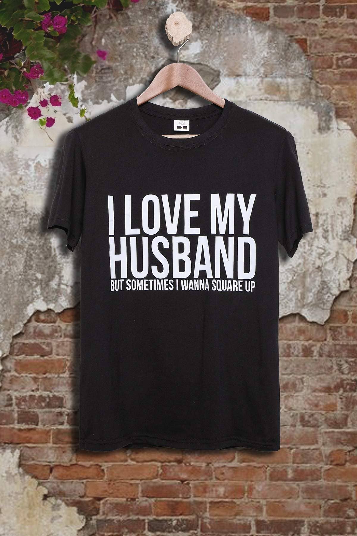 Ezwear slogan graphic drop shoulder tee I love my husband