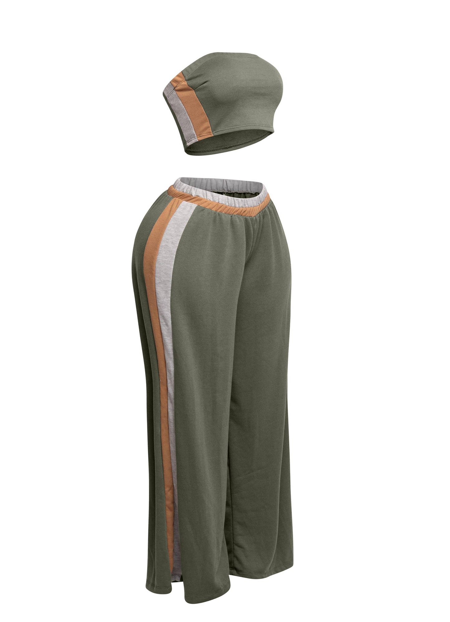 PLUS SIZE Strapless crop top and wide leg pants