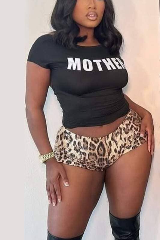 Letter print fitted tee mother