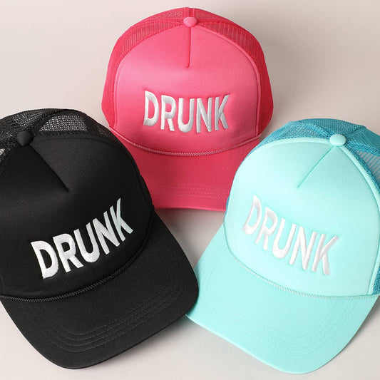 DRUNK Embroidered Mesh Back Trucker Cap