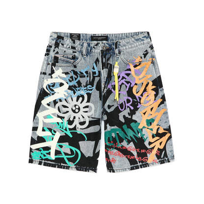 Cult's Grunge Shorts in Graffiti