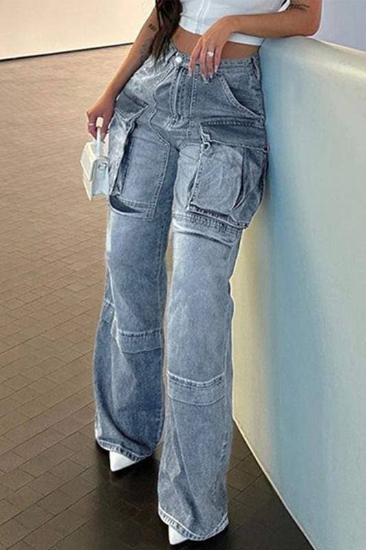 Denim cargo pants women