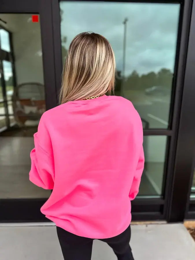 Thug It Out Neon Pink Graphic Crewneck