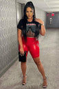 Graphic mesh crop top