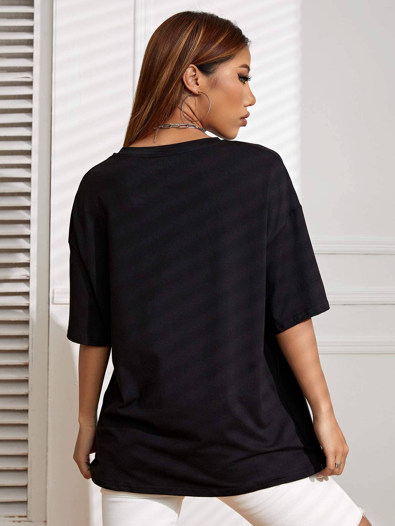 Ezwear slogan graphic drop shoulder tee I love my husband