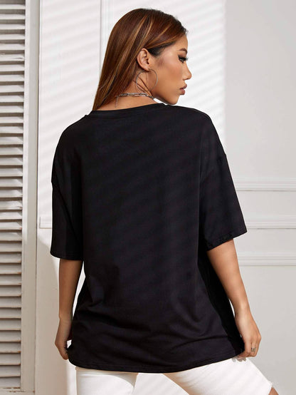 Ezwear slogan graphic drop shoulder tee I love my husband
