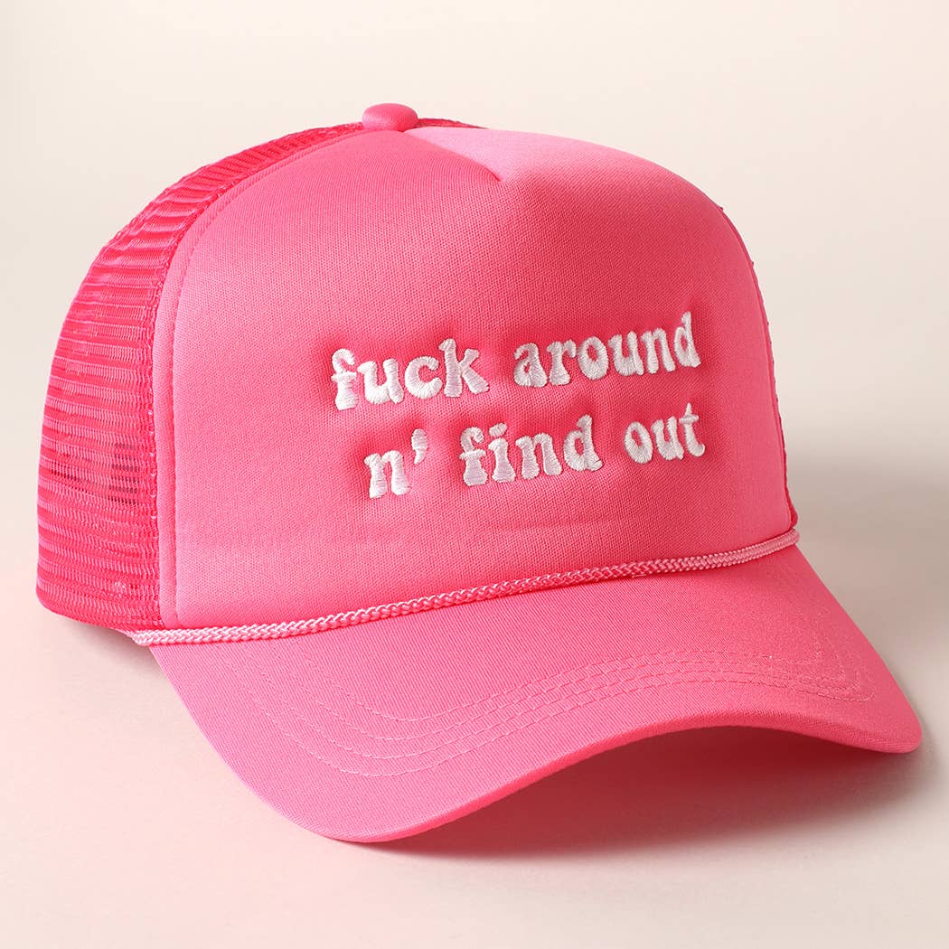 Letter Typography Embroidered Mesh Back Trucker Hat